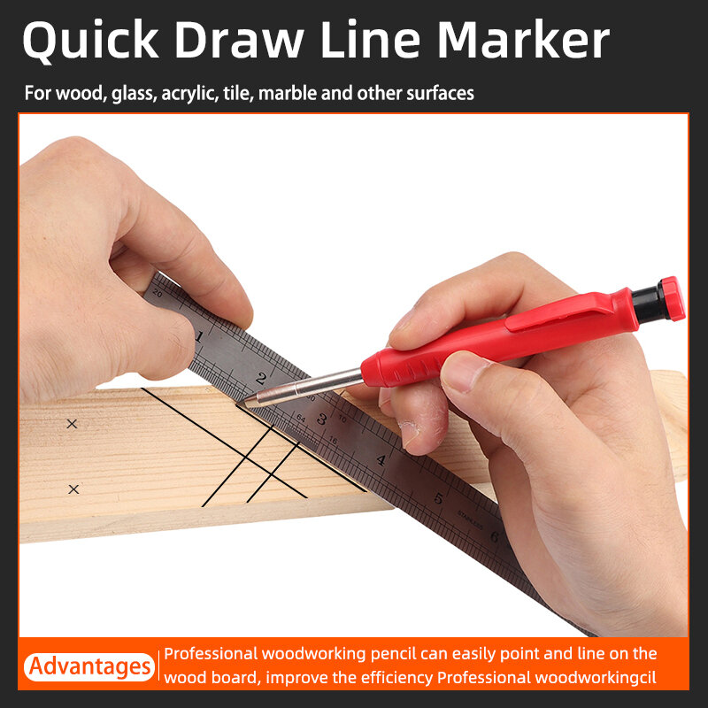 Onnfang-lápiz de carpintero sólido, marcador de agujero profundo, Scriber de recarga, lápiz mecánico, herramientas de carpintería
