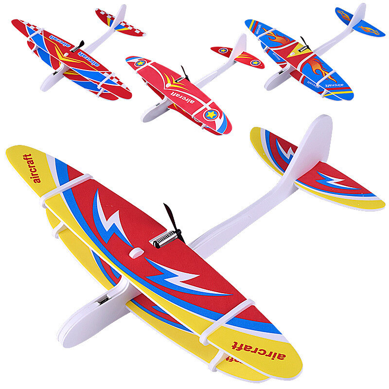 Mainan pesawat busa besar, mainan Model pesawat terbang lempar tangan DIY untuk anak-anak dewasa pesawat terbang luar ruangan