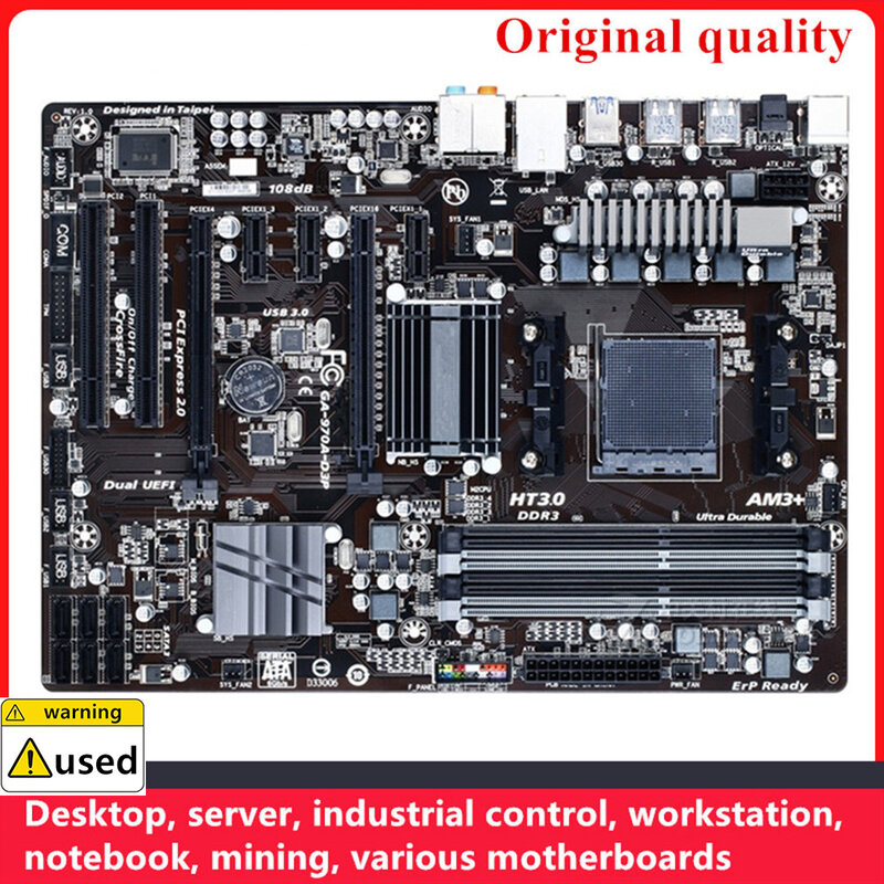 Soquete Mainboard Desktop para AMD 970, SATA III, USB 3.0, GA-970A-D3P, AM3 + DDR3, 32GB