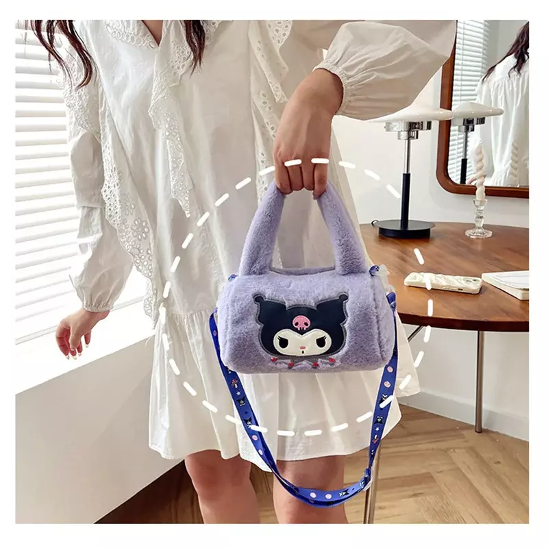 Sanrio Cinnamoroll Plush Shoulder Bag Kuromi Hello Kitty Melody Anime Cosmetic Crossbody Bag Children Kawaii Stuffed Girls Gifts