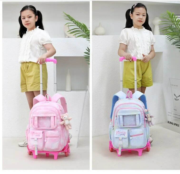 Szkolne plecak na kółkach torby szkolne plecak na kółkach dla dziewczynek dzieci szkolny plecak na kółkach dla dziewczęcy tornister koła dla dziewczynek
