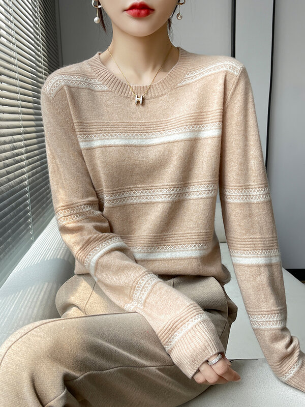2024 Spring Autumn 100% Cashmere Sweater High-quality Women  Knitted Pullover Fashion Clothes Ladies Loose Tops Girl Soft Shirt