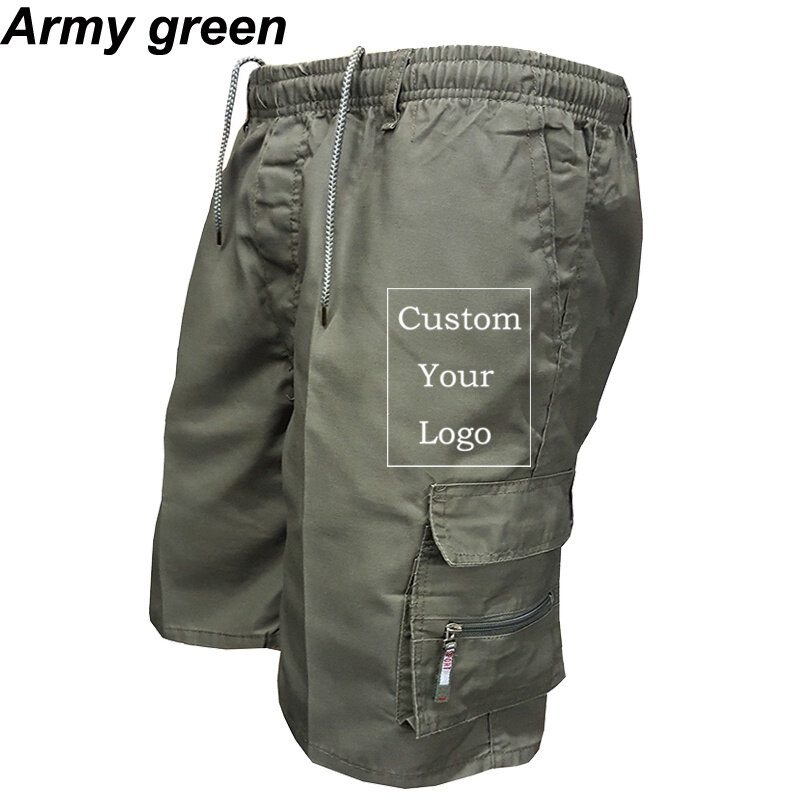 Summer Men Loose Casual Cargo Shorts Zipper Pocket Outdoor Short Pant Customize Tactical Pants Drawstring Hiking Sweatpants