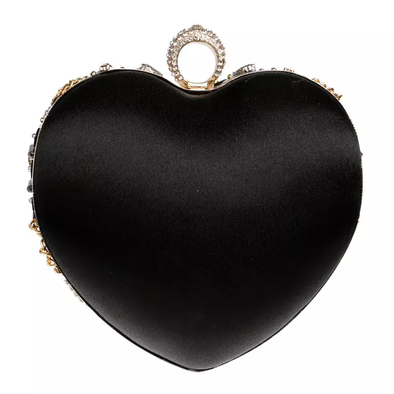 Knucklebox Laides borse da sera ricamo di lusso incontri cena borsa dolce a forma di cuore borse donna nero banchetto Mini borse