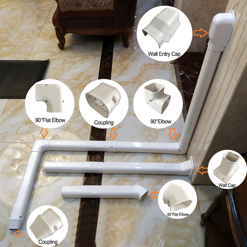 Couvercle de tuyau de protection de climatisation, Split et Central A/C, PVC décoratif, couvercle de tuyau