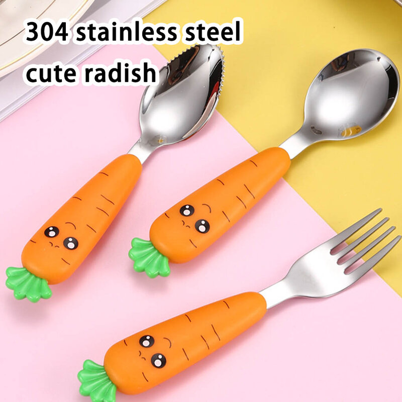 Peralatan makan sendok kartun, peralatan makan Stainless Steel, peralatan rumah tangga