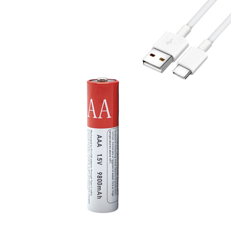 AAA battery, USB fast charging 1.5V AAA lithium-ion battery with a capacity of 9800mAh, suitable for toy mouse LED laser lights