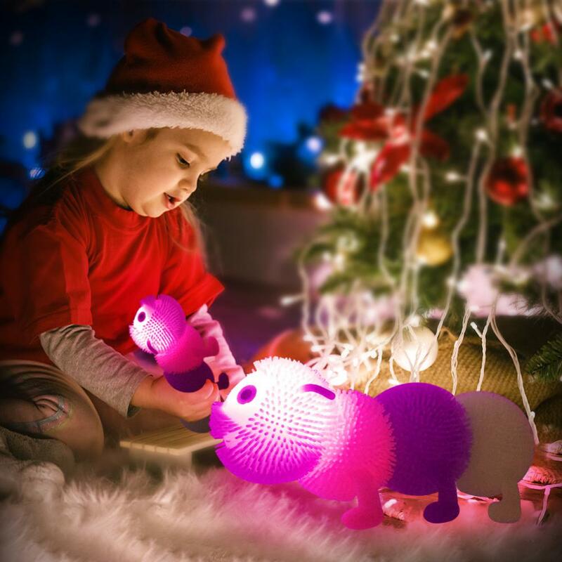 Stress reliever brinquedos sensoriais fidget crianças adulto engraçado espremer arco-íris cor luz luminosa caterpillar anti estresse brinquedo