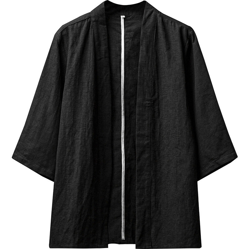 Men Cotton Linne Cardigan Japanese Kimono Men Samurai Costume Clothing Jacket Shirt Yukata Haori Casual Coat