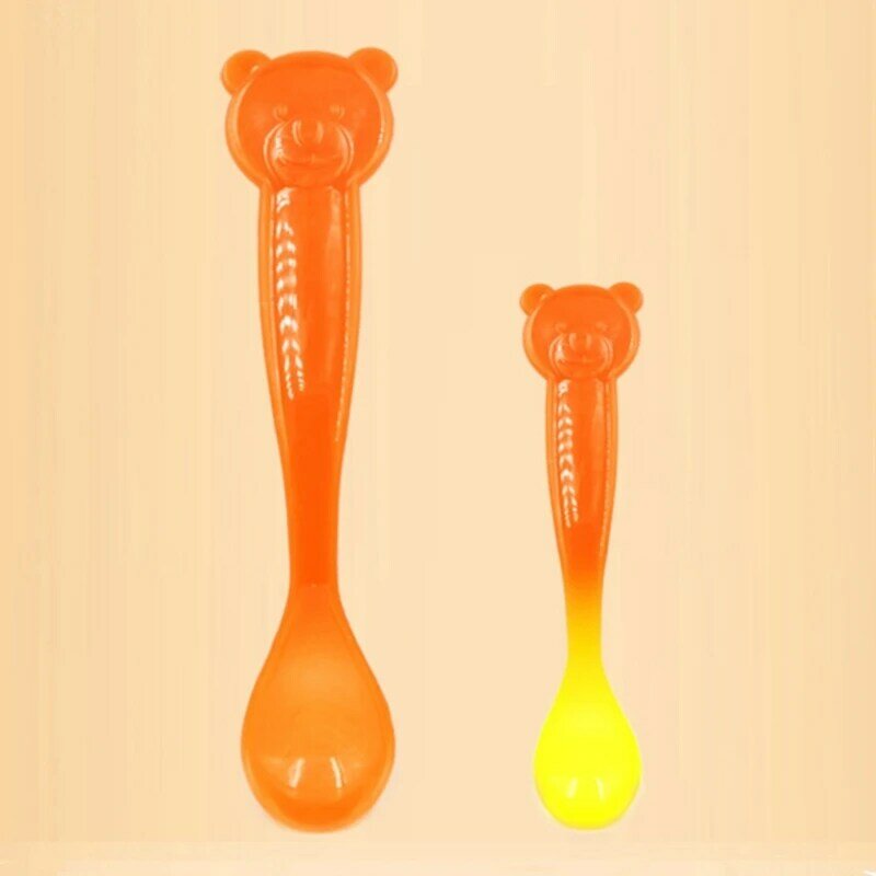 Silicone Cutlery Baby Training Spoon Soft Tip Feeding Spoons Prevent Burns