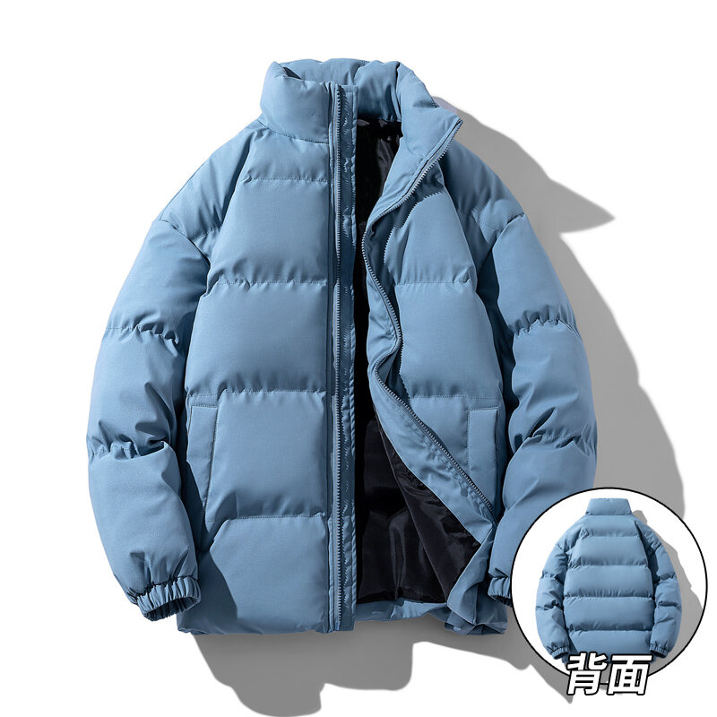 새로운 야외 두꺼운 따뜻한 남성 겨울 단색 후드 재킷 파카 아웃웨어 캐주얼 패션 윈드 브레이커 지퍼 탑 코트, 2023