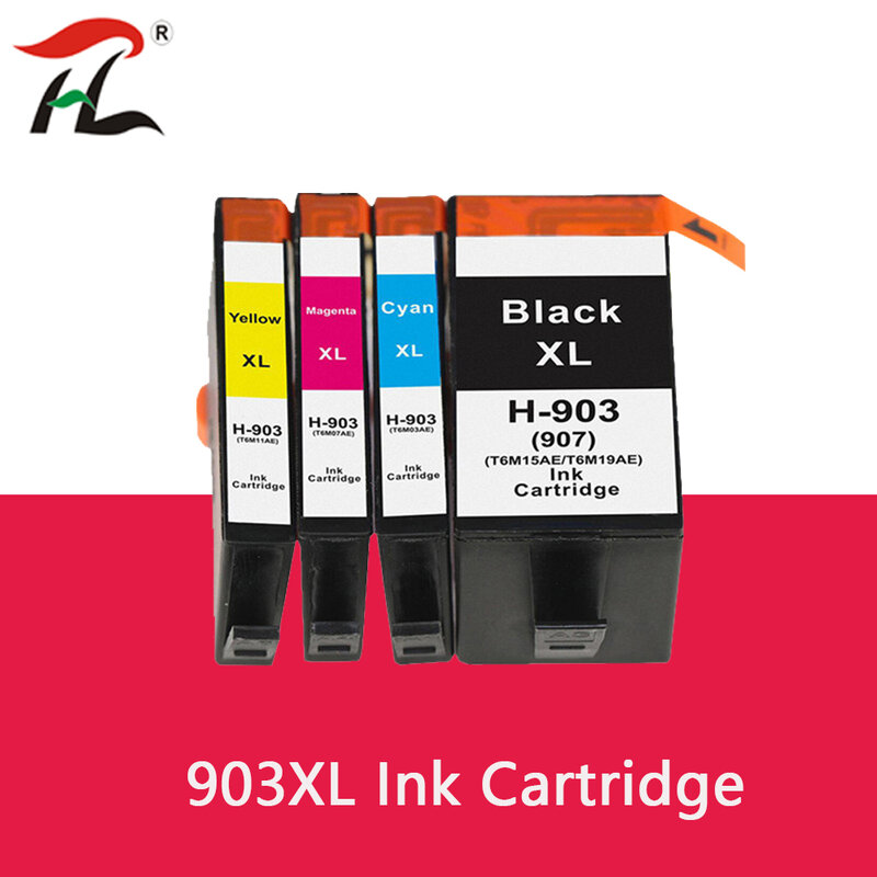 HTL tinta HP 903 903XL 907XL, Cartridge tinta kompatibel untuk OfficeJet Pro 6950/6960/6961/6970/6971 Printer All-in-One untuk Eropa