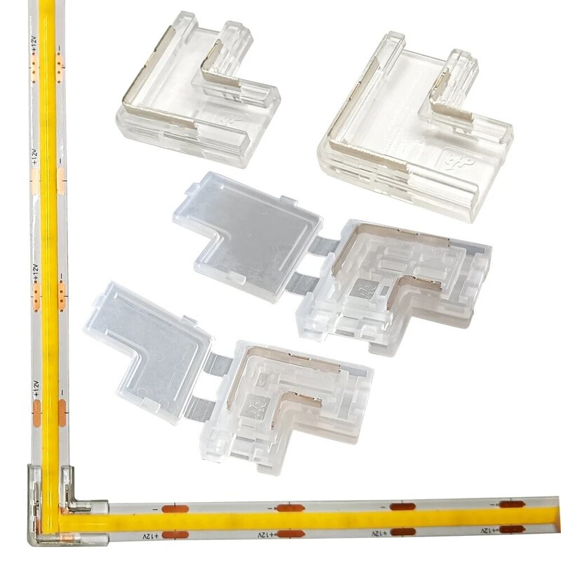 2pin L Shape COB LED Strip Corner Connector For 8/10mm IP20 Tape Right Angle 90 Degree Free Soldering Easy Connecting Buckle