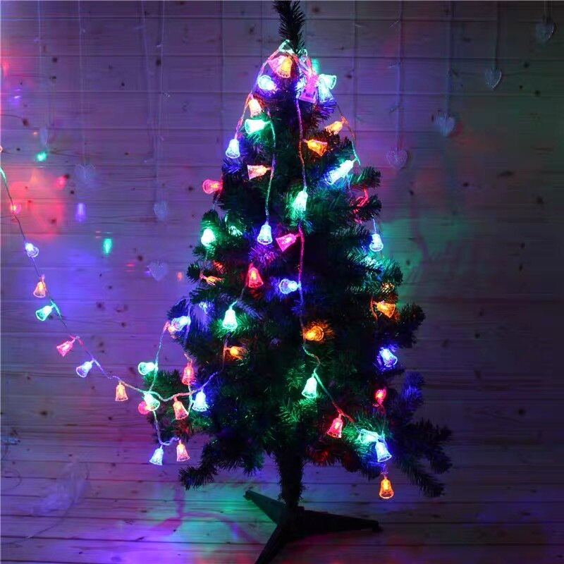 Guirxiété de mini cloches de Noël à LED, lumières dégradées, guirlandes lumineuses, fête de Noël à piles, décoration d'arbre pour la maison, 3m, 6m
