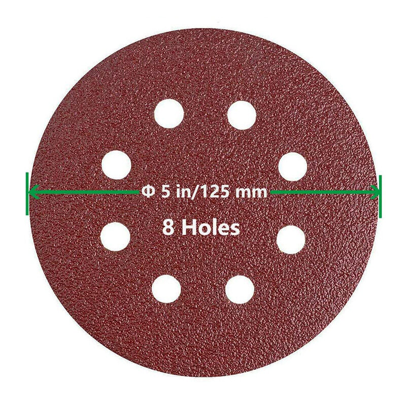 Disque rond en papier de verre pour ponceuse, grain 40/60/80/125/100/240 // 320, 5 pouces, 800mm, 10 pièces