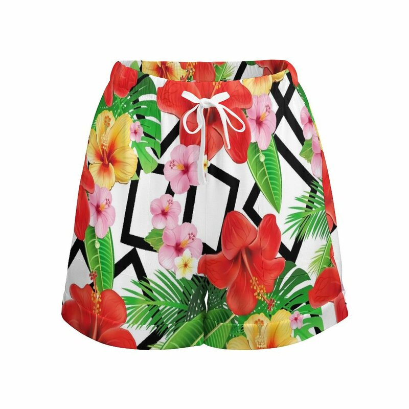 Pantaloncini floreali di giglio fiori a vita alta e pantaloncini geometrici tasche pantaloni corti oversize moderni estivi pantaloni Street Fashion