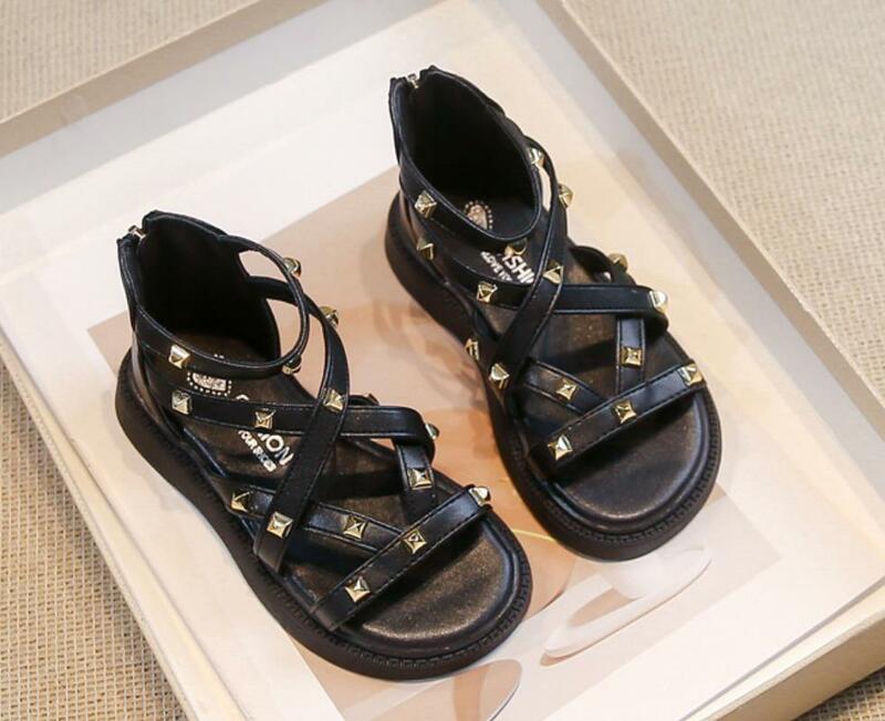 Chaussures d'été de style coréen pour bébés filles, sandales de princesse romaine avec perles, plates et décontractées, pour la plage
