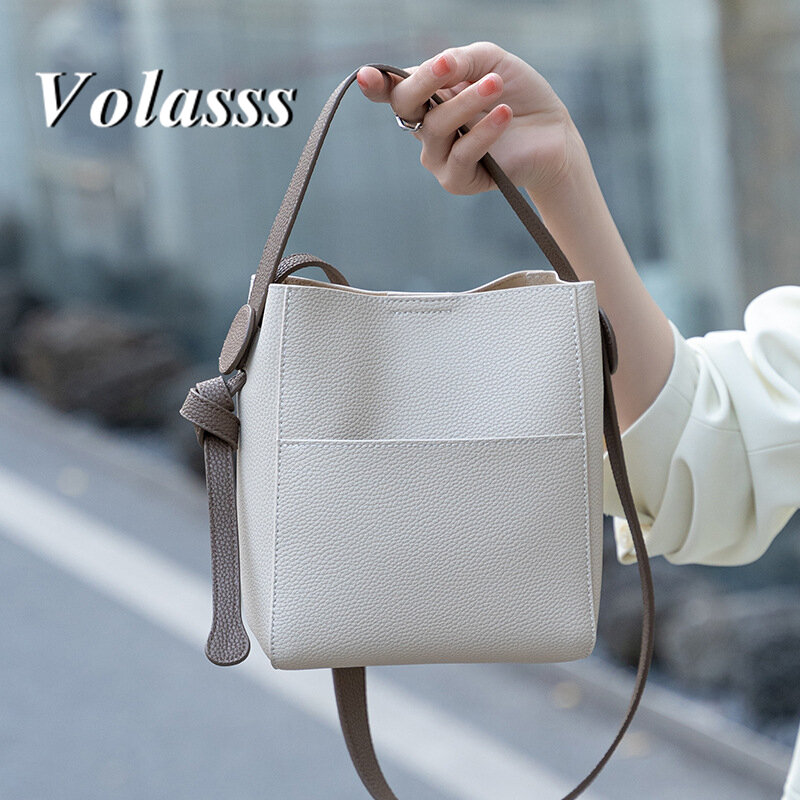VOLASSS-Bolso de cuero de vaca de lujo para mujer, bolso de hombro de cuero genuino, bolso cruzado de gran capacidad, nuevo