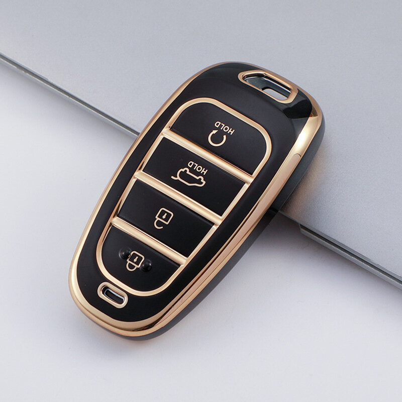 TPU Car Key Case Bag Cover Shell For HYUNDAI Kona Santa Fe Venue 4 Button Remote Smart Key Fob Case Cover Protector