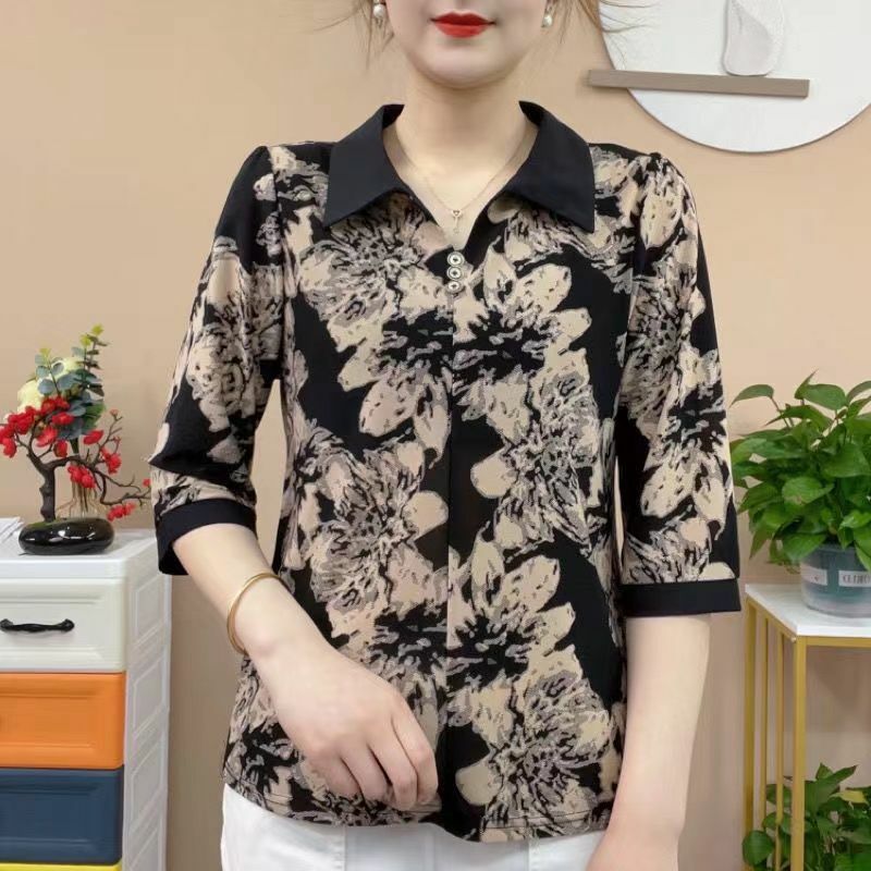 Женская винтажная блузка с отложным воротником и пуговицами