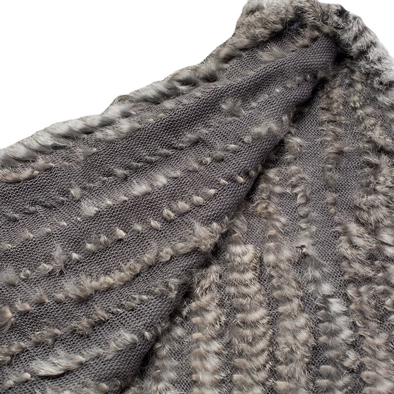 Женское пончо из натурального меха, накидка ручной работы с треугольным узором из кроличьего меха, осенне-зимнее пальто из натурального меха