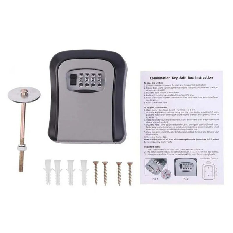 Caja de Seguridad para llaves, cerradura de aleación de aluminio montada en la pared, resistente a la intemperie, combinación de 4 dígitos, almacenamiento de llaves, envío directo