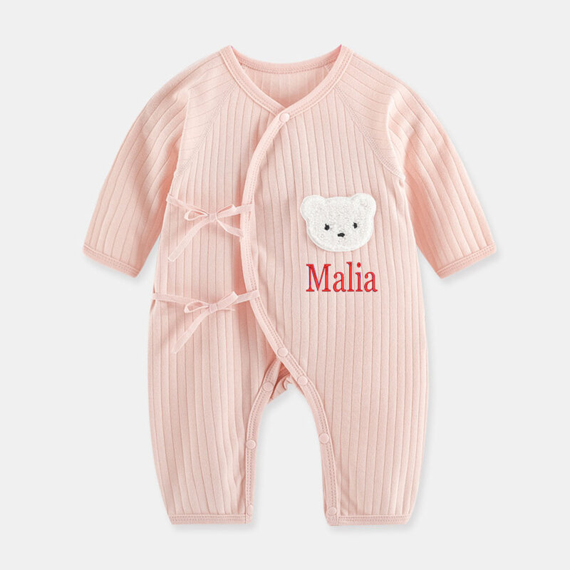 Puro algodão macacão bordado para recém-nascido, terno borboleta, roupas personalizadas, para escalada ao ar livre, primavera e outono