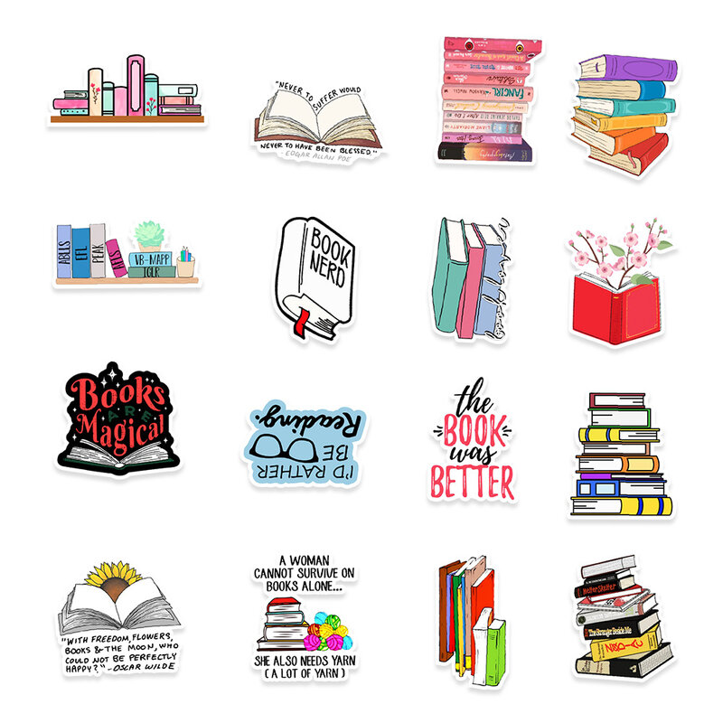 50Pcs Cartoon Book Reading Series adesivi Graffiti adatti per caschi per Laptop decorazione Desktop adesivi fai da te giocattoli all'ingrosso