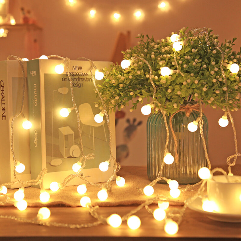 Guirnalda de luces LED con forma de bola, luz de hadas con alimentación por USB y batería, resistente al agua, para exteriores, Navidad, vacaciones, boda, decoración de fiesta