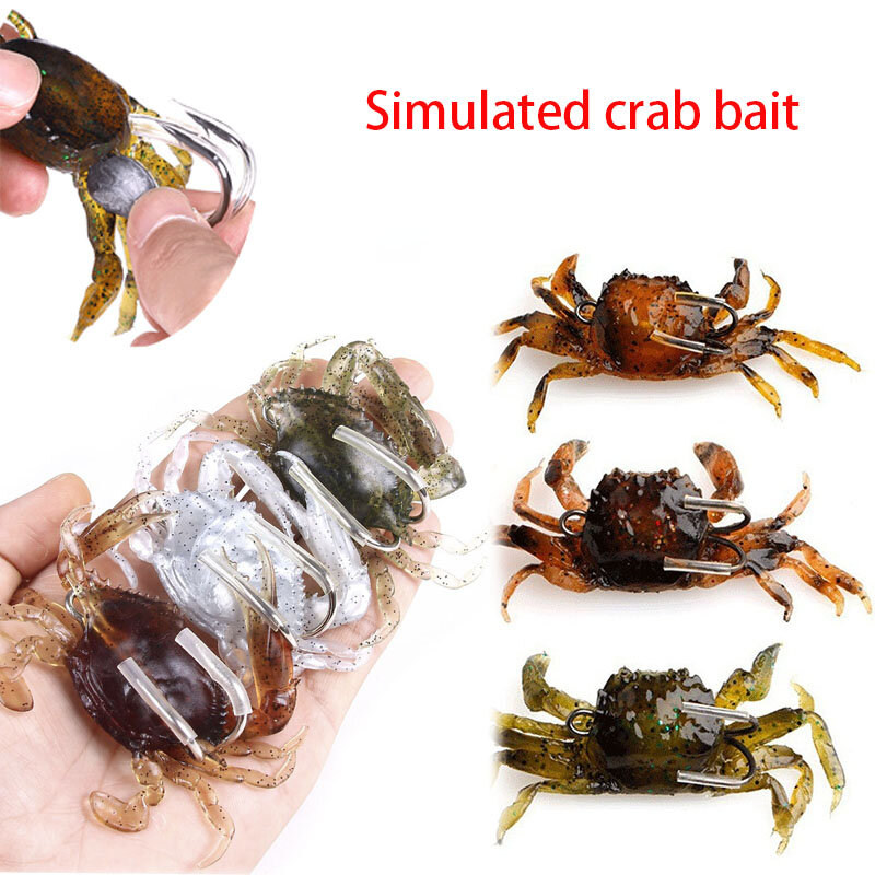 Crabe de simulation 3D pour poulpe, appâts artificiels, leurres de pêche en silicone souple avec crochet, outils de pêche en eau salée, hiver, 10cm