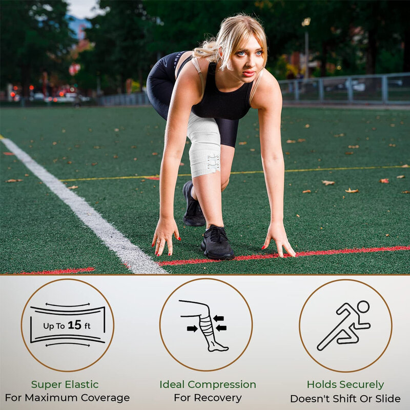 1 Rolle elastischer Verband wickel, Stretch-Kompression verband erstreckt sich bis zu 450cm für Sport, Verstauchungen, Wade, Knöchel, Fuß