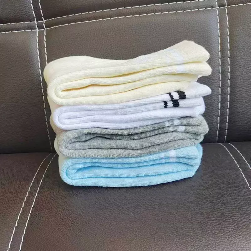 Calcetines deportivos de algodón con suela de toalla para Yoga, medias de tubo largo a rayas para las cuatro estaciones, Unisex