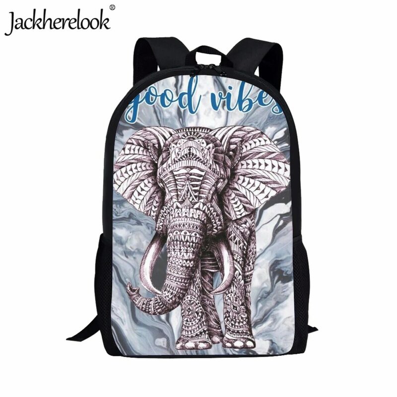 Jackherelook Practical School Bag for Teen Kids Fashion New Elephant Polynesian Style Printed Travel Backpack College Laptop Bag
