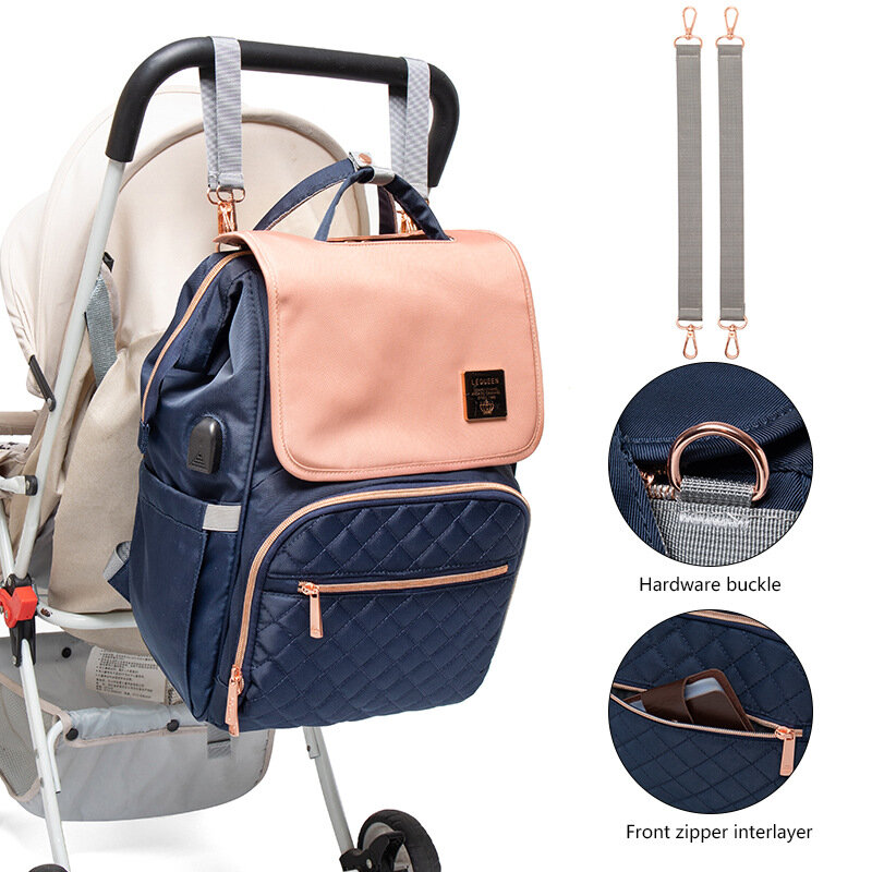 Lequeen-Mochila de fraldas impermeáveis para mamãe, bebê de grande capacidade, mochilas de viagem ao ar livre, bolsa de fralda