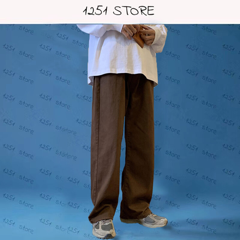 Pantalones anchos Vaqueros rectos para hombre y mujer, ropa de calle informal, holgada, color blanco, estilo Hip Hop
