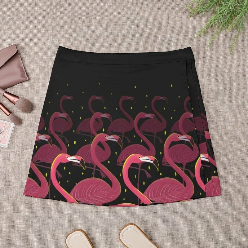 Flamingo March rok Mini pakaian klub malam, set rok pakaian klub malam modis Korea untuk wanita