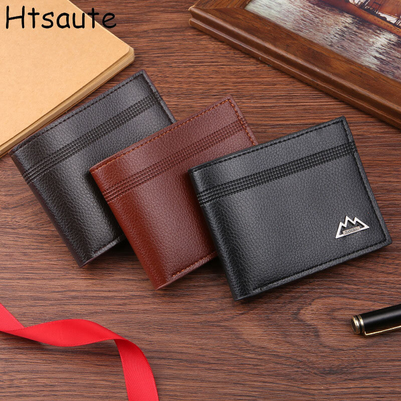 New Men's Wallet Short Large Capacity Fashionable Retro Fold-over Bag Personalized Zipper Multi Card Position Chain Small