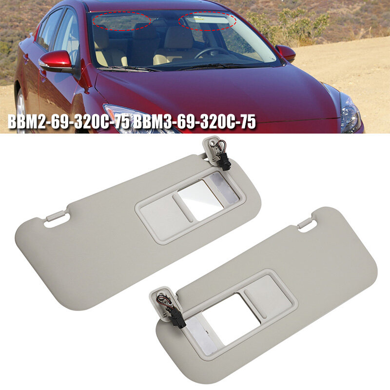 Viseras solares con luz para Mazda 3, 2010, 2011, 2012, 2013, OEM, BBM2-69-320C-75, lado izquierdo del conductor y derecho del pasajero, BBM3-69-320C-75