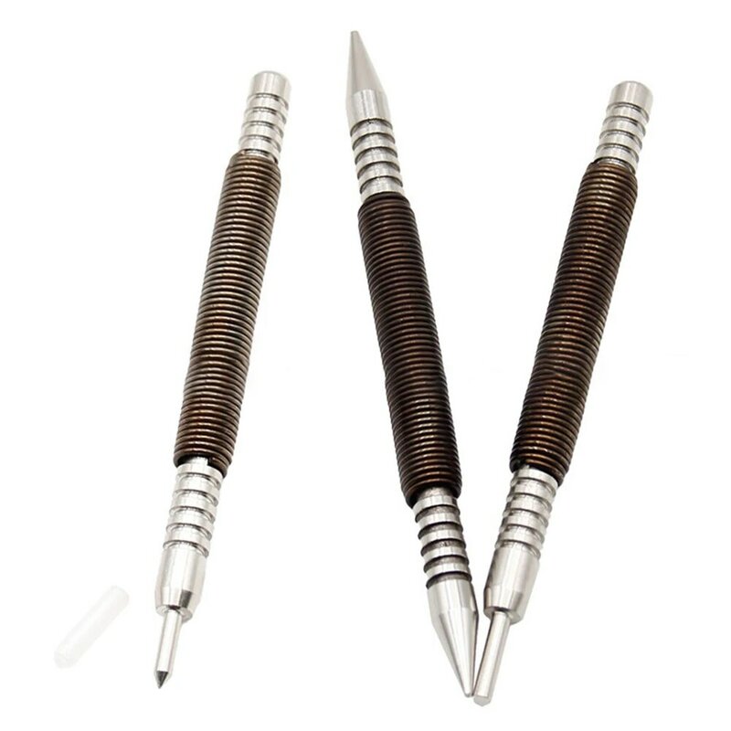 3PCS Spring Tool  Center Pin Punch Spring Loaded Marking Woodwork 1/8 3/32 Inch Spring Double-headed Nails For Punching Holes