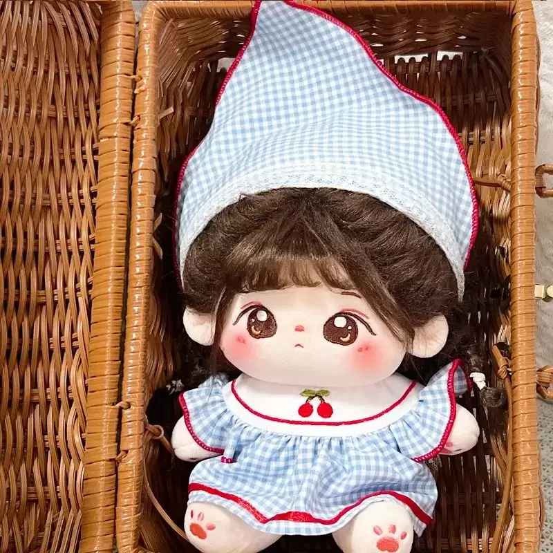New Cotton Doll Clothes 10cm 20cm Set Cherry Dress Headband Doll Clothes