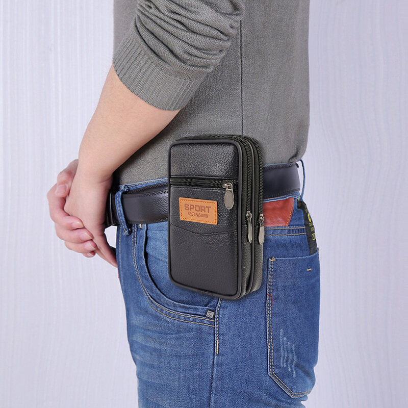 Outdoor Men Fanny Waist Bag PU Small Mobile Phone Purse Pocket Belt Bum Pouch