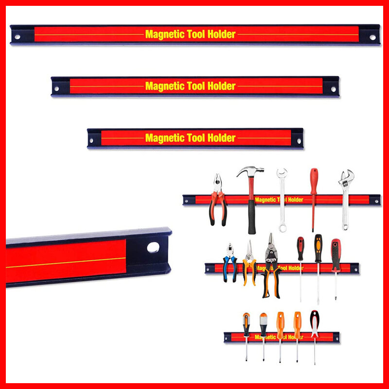 Heavy-duty Ímã Ferramenta Bar Strip Rack, suporte de ferramentas magnético, Chave Organizador Wall Mounted Armazenamento Ferramenta Bar Strip Rack Espaço
