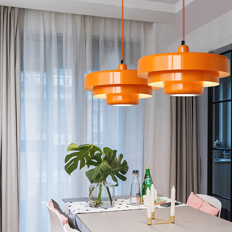 Lustre rétro coloré danois pour restaurant, lampe suspendue LED, décoration d'éclairage domestique, table à manger et bar, gâteau macaron, 73
