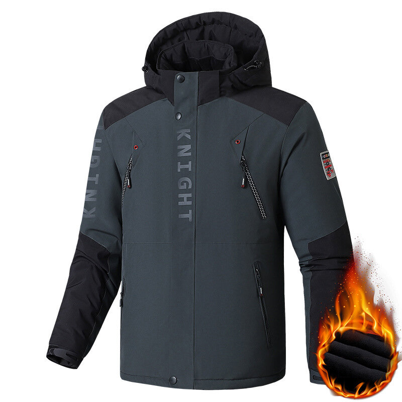 Outdoor Zwarte Mode Parka Zip Up Jacket Winter Dikke Fluwelen Oversize 7XL 8XL 9XL Jas Voor Mannen Winddicht Waterdicht kleding