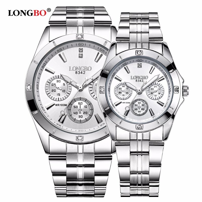 Longbo 브랜드 스포츠 밀리터리 독특한 디자인 커플 스테인레스 스틸 밴드 쿼츠 시계, 남성 레저 시계, Relogio Masculino