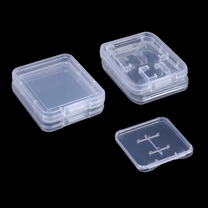 10Pcs Transparent SD TF CF Memory Card Storage Box Holder Box New Individual Protective Case Memory Card Clear Plastic Case