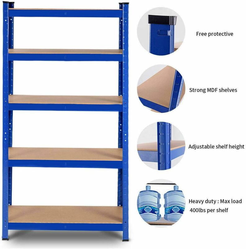Tangkula Metal Storage Shelves, Heavy Duty Steel 5 Tier Utility Shelves with Adjustable Shelves, Bolt-Free Assembly, High Weight