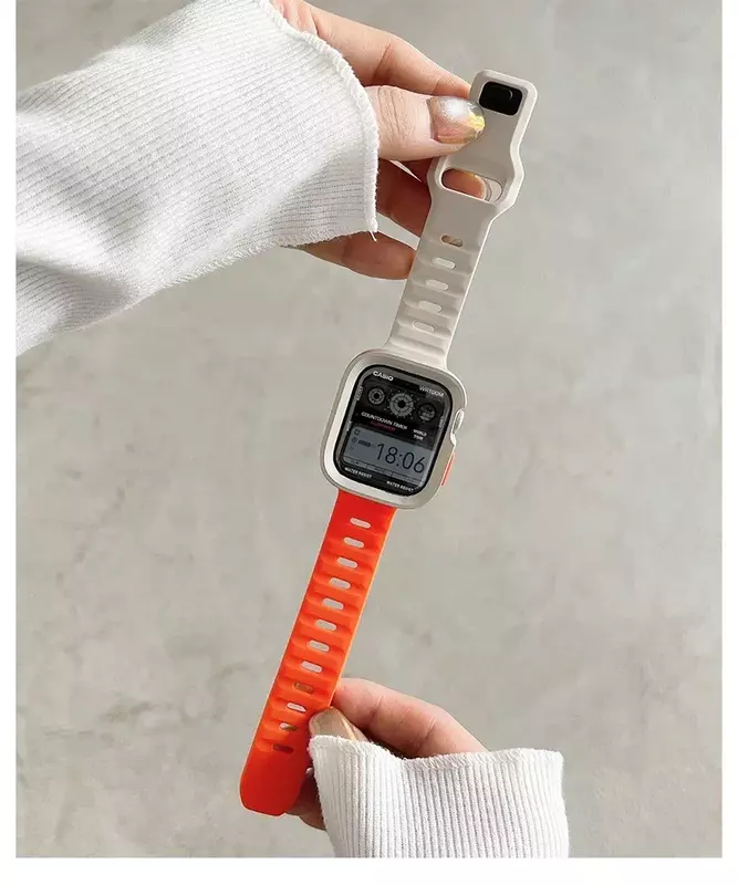 Ремешок чехол + для Apple Watch band 44 мм 40 мм 45 мм 41 мм Ultra 2 49 мм, силиконовый браслет для часов correa iWatch series 8 9 7 6 SE 5 4