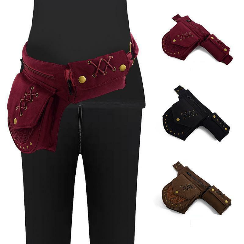 Bolsa de cintura de metal retrô para homens e mulheres, bolsa multifuncional para armazenamento de celular, bolsa de peito