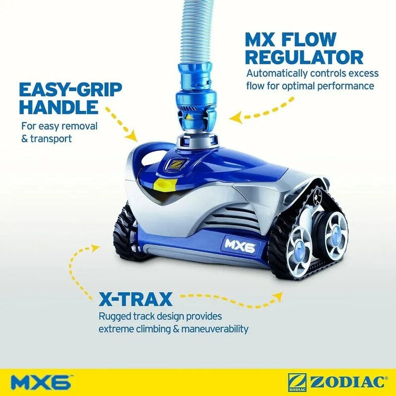 Mx6自動吸引式プールクリーナー、地下プール、青、灰色